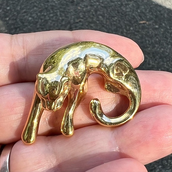 VINTAGE 14K YELLOW GOLD LARGE JAGUAR PANTHER SLIDE PENDANT WELL MADE